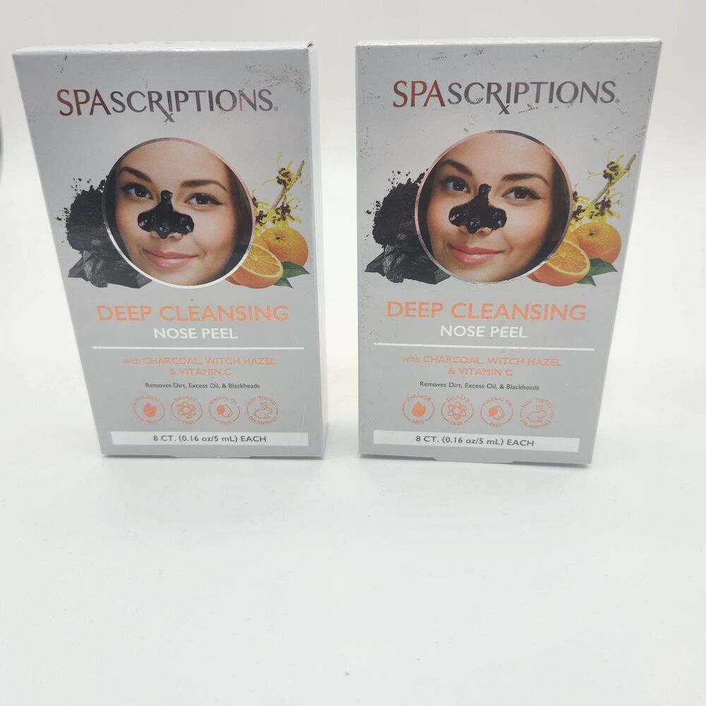 Spascriptions Charcoal Deep Cleansing Nose Peel 8 Count Each 2 Boxes